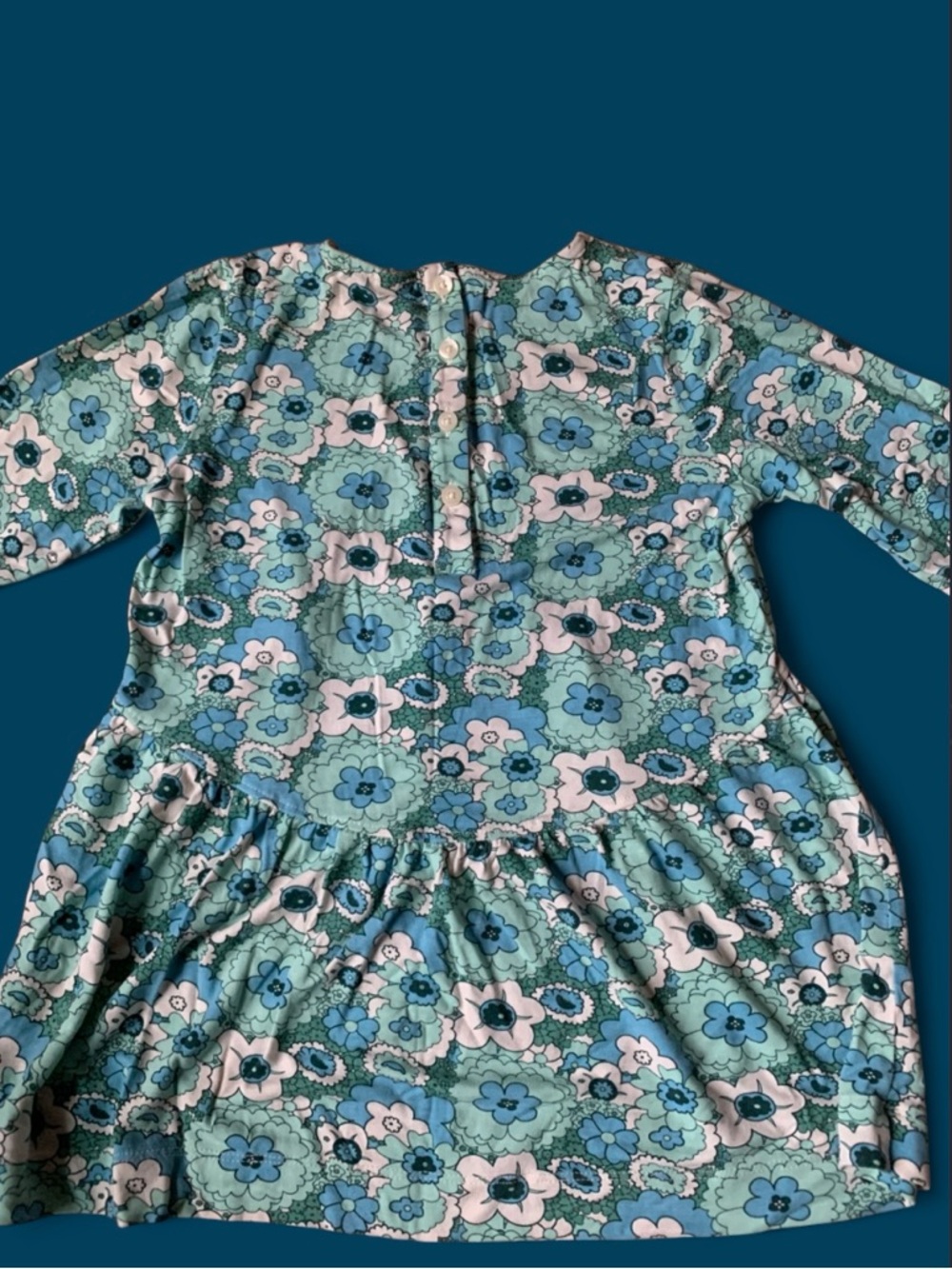 Kate Quinn Floral Tiered Long-Sleeve top in Aqua & Teal